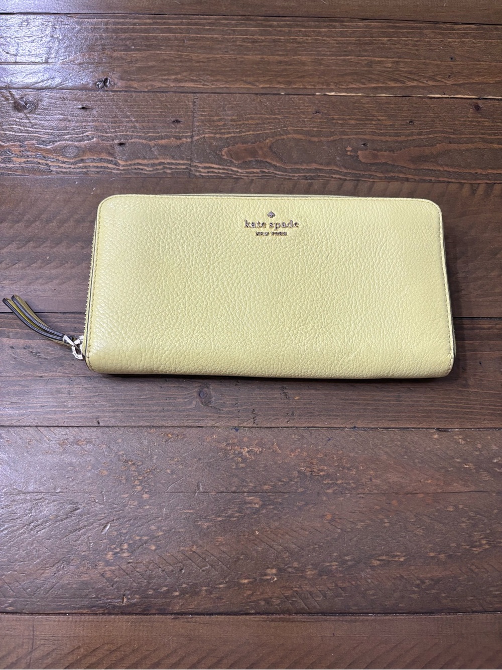 Kate Spade Yellow Pebbled Leather Zip Around Wallet